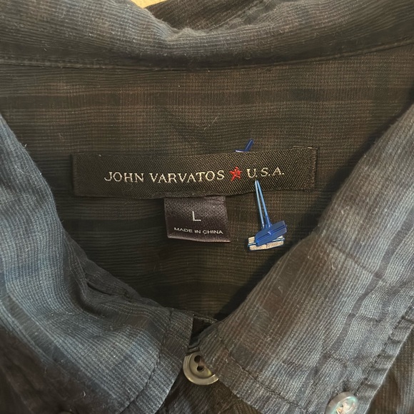 John Varvatos Star USA Cotton Button Down Shirt Men’s Large Charcoal Grey - Picture 3 of 5